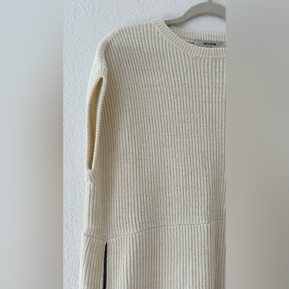 One Teaspoon Ribbed Knit Ivory Cap sleeves Dress Side zipper Slits Size Small - Picture 5 of 8